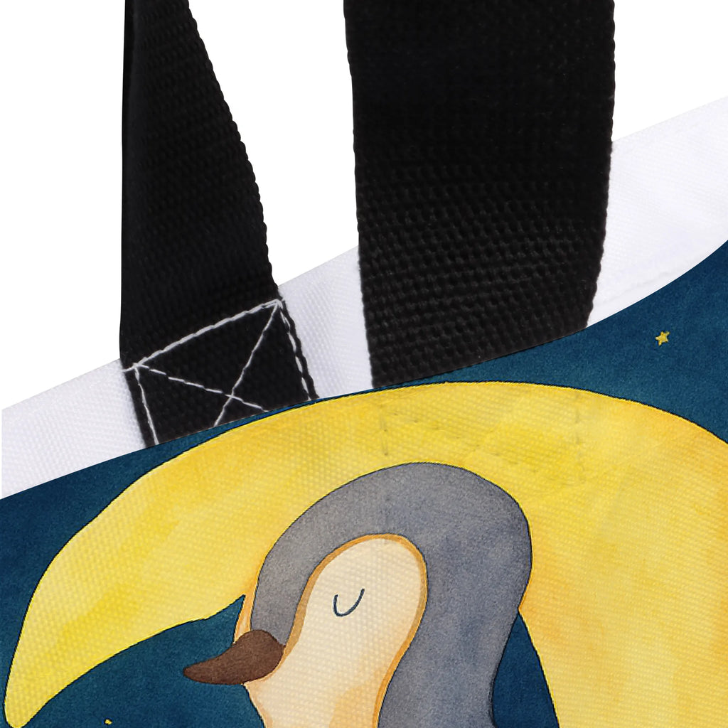 Shopper Penguin moon Design Beutel, Einkaufstasche, Tasche, Strandtasche, Einkaufsbeutel, Shopper, Schultasche, Freizeittasche, Tragebeutel, Schulbeutel, Alltagstasche, Pinguin, Pinguine, Spruch, schlafen, Nachtruhe, Einschlafen, Schlafzimmer, Schlafstörungen, Gästezimmer