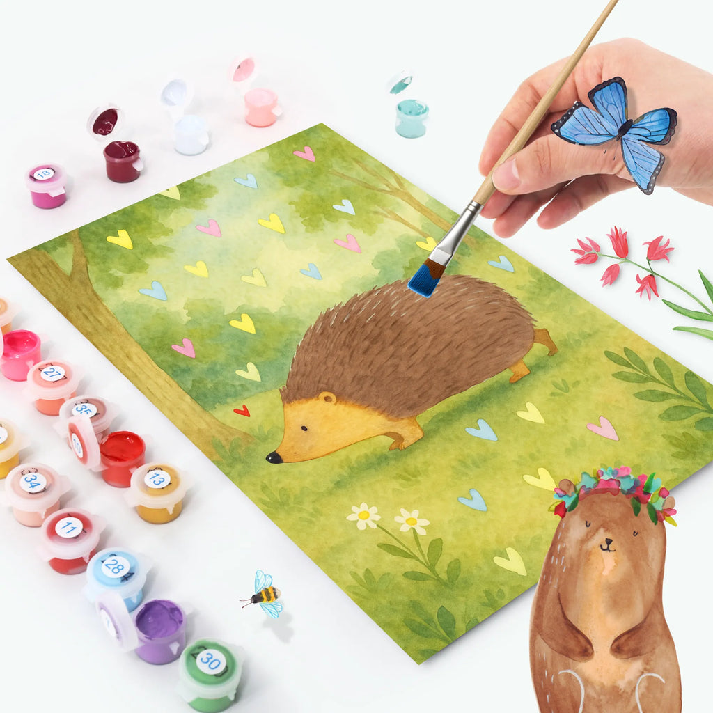 Paint by Numbers Hedgehog hearts Design DIY, Baseln, Kreativität, Kunstwerk, Bastelidee, Malen nach Zahlen, Ausmalbild, Malen, Künstler, Tiermotive, Gute Laune, lustige Sprüche, Tiere, Herz, Kuss, Herzen, Liebe, Vertrauen, Leben, Igel