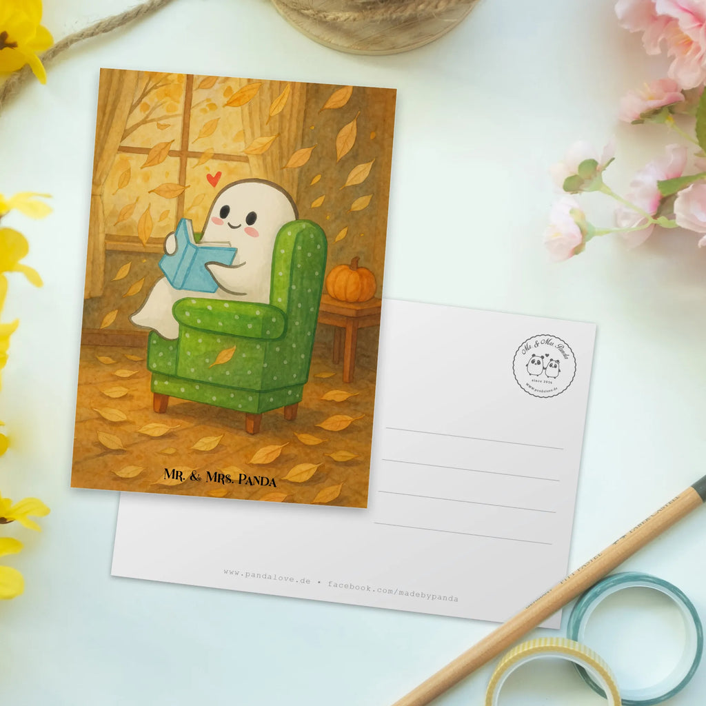 Pocztówka duch książka Design Einladung Geburtstag, Geschenkkarte, Geburtstagskarte, Ansichtskarten, Grußkarte, Einladungskarte, Postkarte, Karte, Dankeskarte, Einladung, Einladungskarten Geburtstag, Ansichtskarte, Halloween, Deko, Martinssingen, Dekoration, Geschenke, Schenken, gemütlich, Gespenst, Herbst, Buch