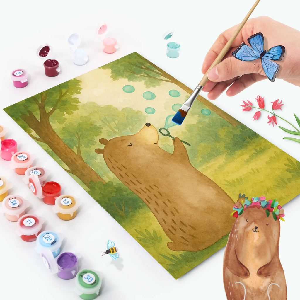 Paint by Numbers bear soap bubbles Design Kunstwerk, Malen nach Zahlen, Ausmalbild, Bär, Teddy, Teddybär, Seifenblasen Bär Lustig Sein Glücklich Traurig Happy