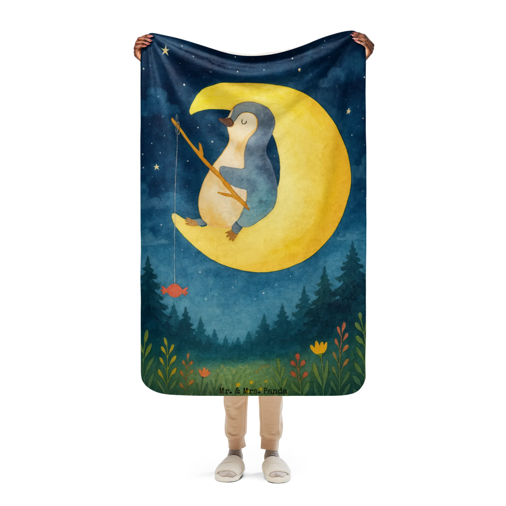 Sherpa cuddly blanket Penguin moon Design Pinguin, Pinguine, schlafen, Gästezimmer, Nachtruhe, Spruch, Schlafzimmer, Schlafstörungen, Einschlafen