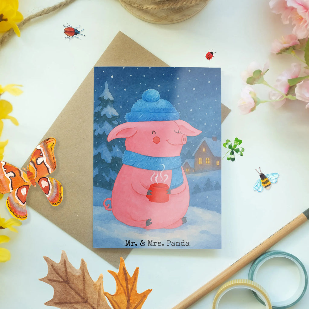 Greetings card Pig Mulled wine Design Grußkarte, Klappkarte, Einladungskarte, Glückwunschkarte, Hochzeitskarte, Geburtstagskarte, Karte, Ansichtskarten, Winter, Weihnachten, Weihnachtsdeko, Nikolaus, Advent, Heiligabend, Wintermotiv, Glühschwein, Glühwein, Weihnachtsmarkt, Punsch