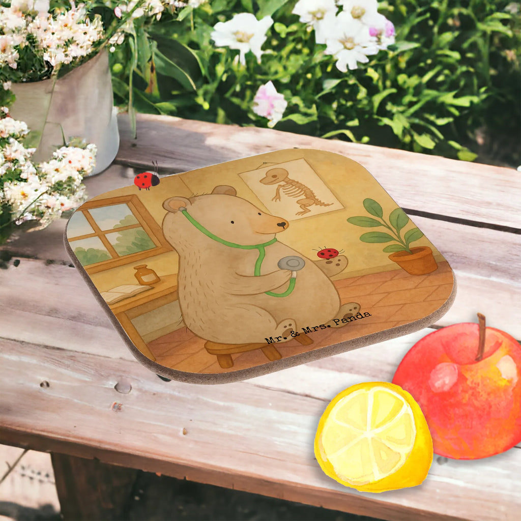 Square coaster bear Physician Design Untersetzer, Bierdeckel, Glasuntersetzer, Untersetzer Gläser, Getränkeuntersetzer, Untersetzer aus Holz, Untersetzer für Gläser, Korkuntersetzer, Untersetzer Holz, Holzuntersetzer, Tassen Untersetzer, Untersetzer Design, Bär, Teddy, Teddybär, Arzt, Ärztin, Doktor, Professor, Doktorin, Professorin