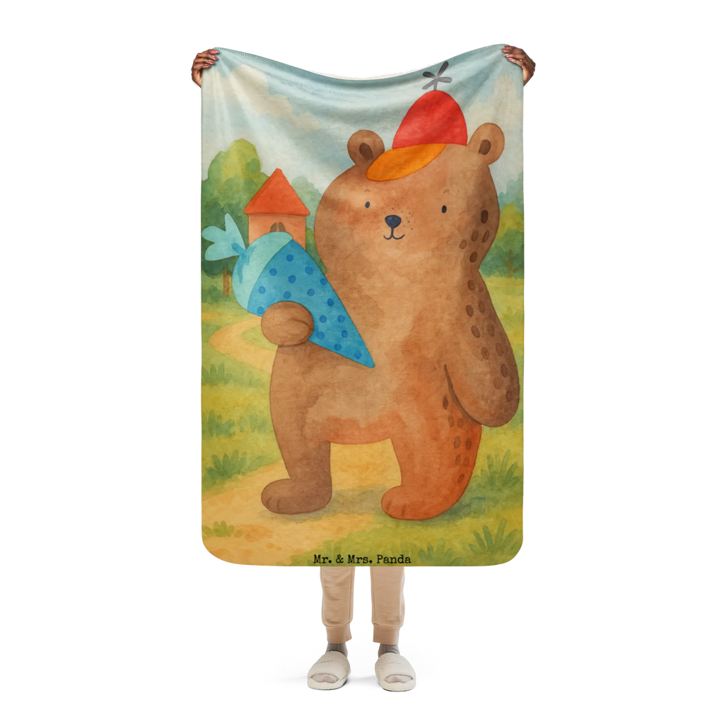 Sherpa Kuscheldecke Bär Schultüte Design Bär, Teddy, Teddybär, Schulanfang, Einschulung Geschenk, Schultüte, Schule Geschenk, Erster Schultag Geschenk, Bär Motiv, Schulbeginn, Grundschule