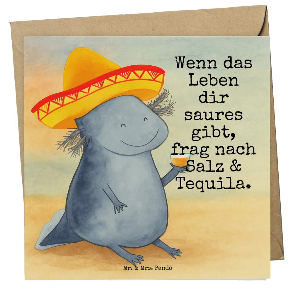 Deluxe Karte Axolotl Tequila Design Karte, Grußkarte, Klappkarte, Einladungskarte, Glückwunschkarte, Hochzeitskarte, Geburtstagskarte, Hochwertige Grußkarte, Hochwertige Klappkarte, Axolotl, Molch, Mexico, Mexiko, Sombrero, Zitrone, Tequila, Motivation, Spruch, Schwanzlurch, Lurch, Lurche, Axolot, Feuerdrache, Feuersalamander