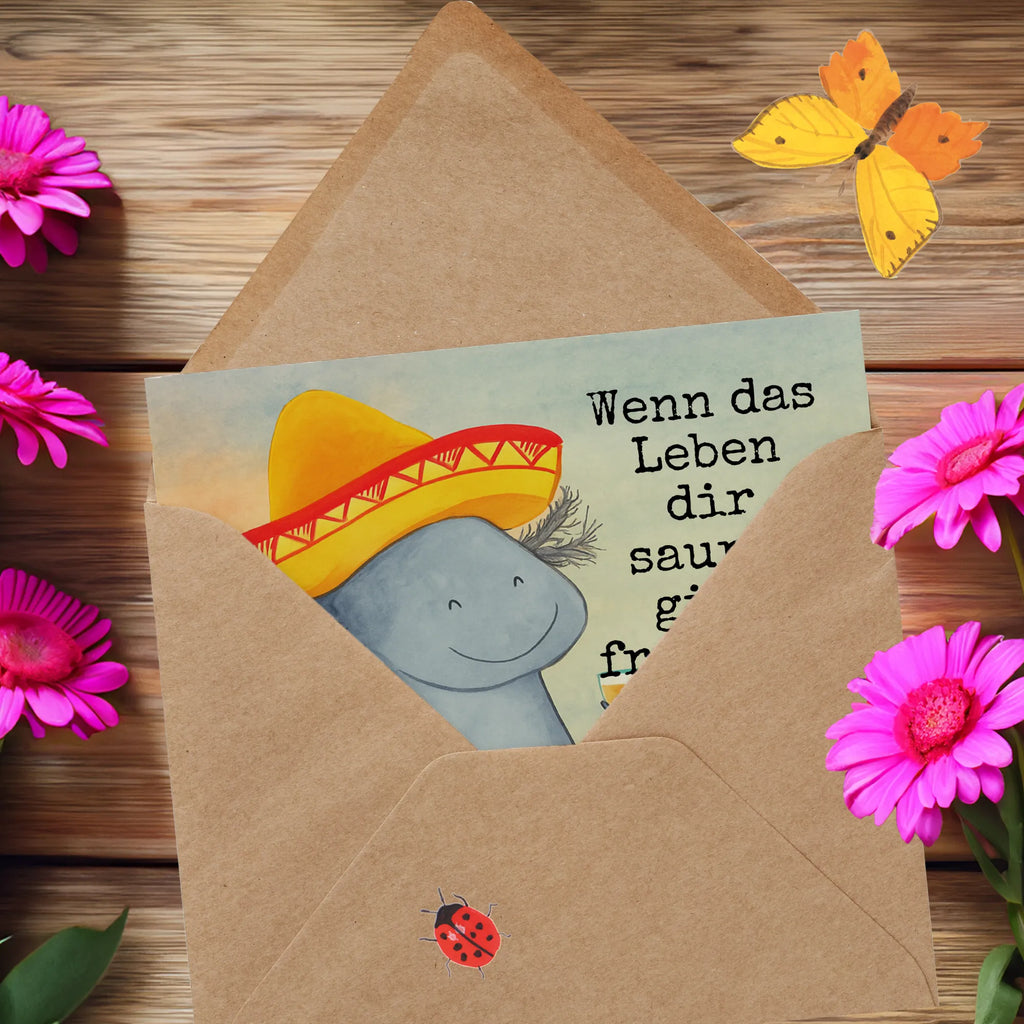 Deluxe Karte Axolotl Tequila Design Karte, Grußkarte, Klappkarte, Einladungskarte, Glückwunschkarte, Hochzeitskarte, Geburtstagskarte, Hochwertige Grußkarte, Hochwertige Klappkarte, Axolotl, Molch, Mexico, Mexiko, Sombrero, Zitrone, Tequila, Motivation, Spruch, Schwanzlurch, Lurch, Lurche, Axolot, Feuerdrache, Feuersalamander