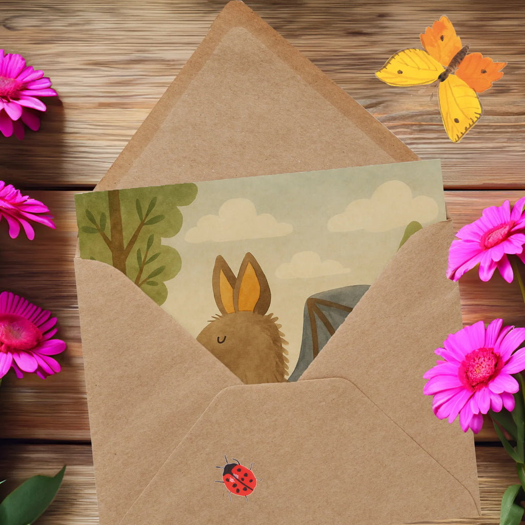 Karta Deluxe Nietoperz siedzenie Design Karte, Grußkarte, Klappkarte, Einladungskarte, Glückwunschkarte, Hochzeitskarte, Geburtstagskarte, Hochwertige Grußkarte, Hochwertige Klappkarte, Tiermotive, Gute Laune, lustige Sprüche, Tiere, Fledermaus, Fledermäuse, Motivation, entspannen