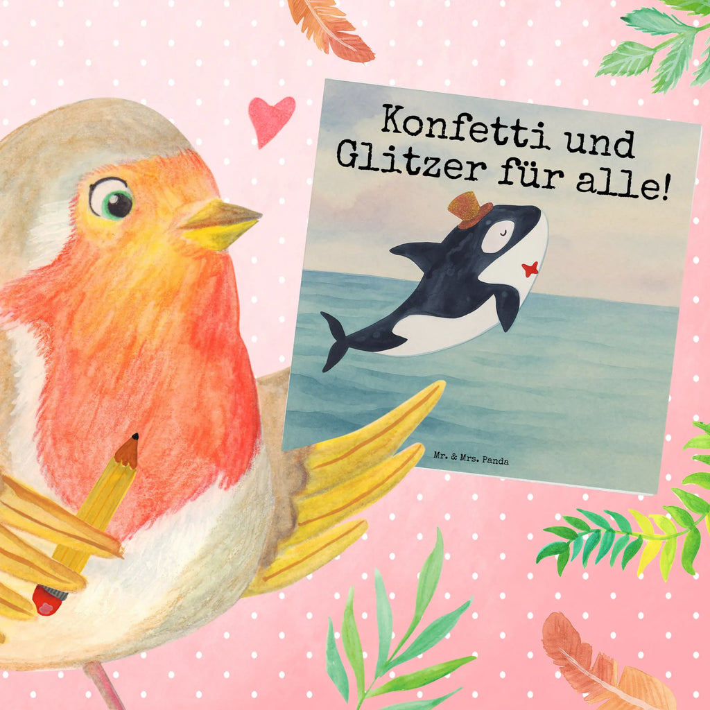 Deluxe Karte Orca Zylinder Design Karte, Grußkarte, Klappkarte, Einladungskarte, Glückwunschkarte, Hochzeitskarte, Geburtstagskarte, Hochwertige Grußkarte, Hochwertige Klappkarte, Meerestiere, Meer, Urlaub, Narwal, Glitter, Konfetti, Glitzer, Geburtstag, Feier, Fete, Fest, Glückwunsch, Orca