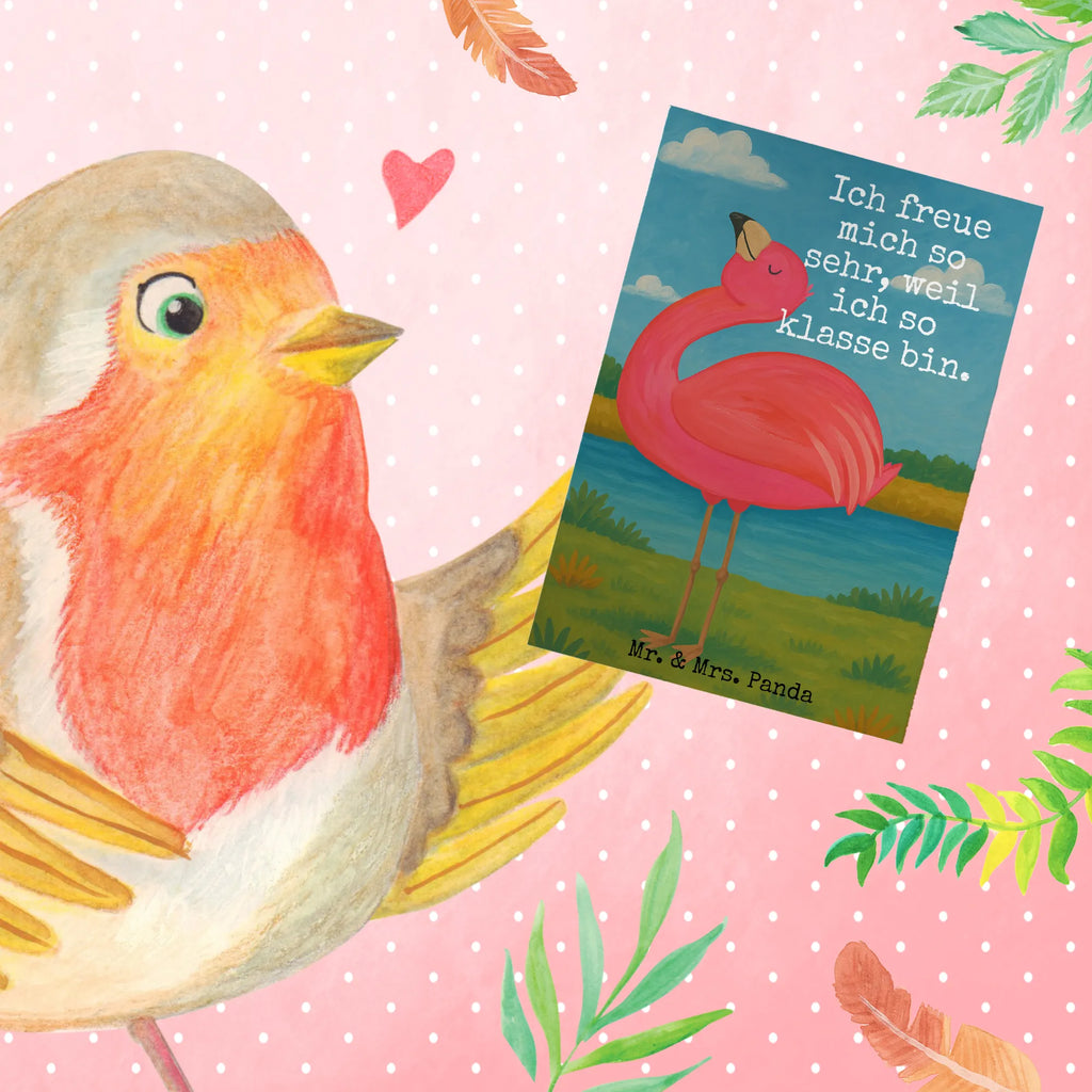 Grußkarte Flamingo Stolz Design Grußkarte, Klappkarte, Einladungskarte, Glückwunschkarte, Hochzeitskarte, Geburtstagskarte, Karte, Ansichtskarten, Flamingo, stolz, Freude, Selbstliebe, Selbstakzeptanz, Freundin, beste Freundin, Tochter, Mama, Schwester