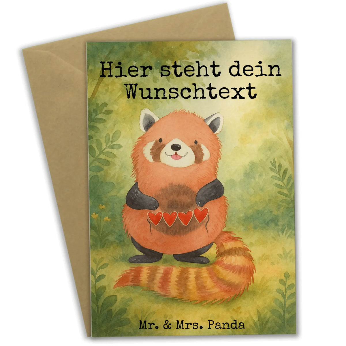 Personalised greetings card red panda Design grußkarte personalisiert, individuelle grußkarte, Personalisierte Klappkarte, Grußkarte personalisierbar, Grußkarten Personalisiert, Personalisierte Grußkarte, Personalisierte Karte, Lustige Sprüche, Tiere, Tiermotive, Gute Laune, Lieblingsmensch, Rot, Herz, Panda, Liebling, Liebe