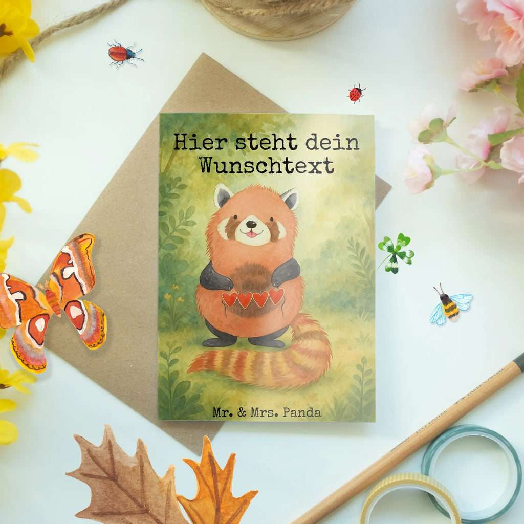 Personalised greetings card red panda Design Personalisierte Einladungskarte, Grußkarte selbst gestalten, Grußkarte mit persönlichen Nachrichten, Grußkarte mit Namen, Personalisiertere Klappkarte, Personalisierte Karte, Personalisierte Geburtstagskarte, Grußkarte selber drucken, Grußkarte als Geldgeschenk, Grußkarten personalisiert, Personalisierte Hochzeitskarte, Personalisierte Grußkarte, Personalisierte Glückwunschkarte, Tiermotive, Gute Laune, lustige Sprüche, Tiere, Rot, Herz, Liebling, Lieblingsmensch, Panda, Liebe