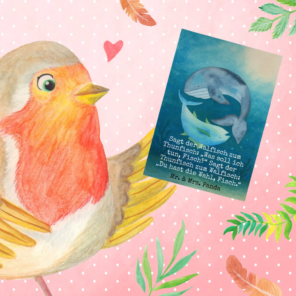 Grußkarte Walfisch Thunfisch Design Grußkarte, Klappkarte, Einladungskarte, Glückwunschkarte, Hochzeitskarte, Geburtstagskarte, Karte, Ansichtskarten, Tiermotive, Gute Laune, lustige Sprüche, Tiere, Wal, Wahl, Tunfisch, Wortwitz lustig, Spruch lustig, Flachwitz, Witz, Spruch des Tages, Flachwitz Geschenk