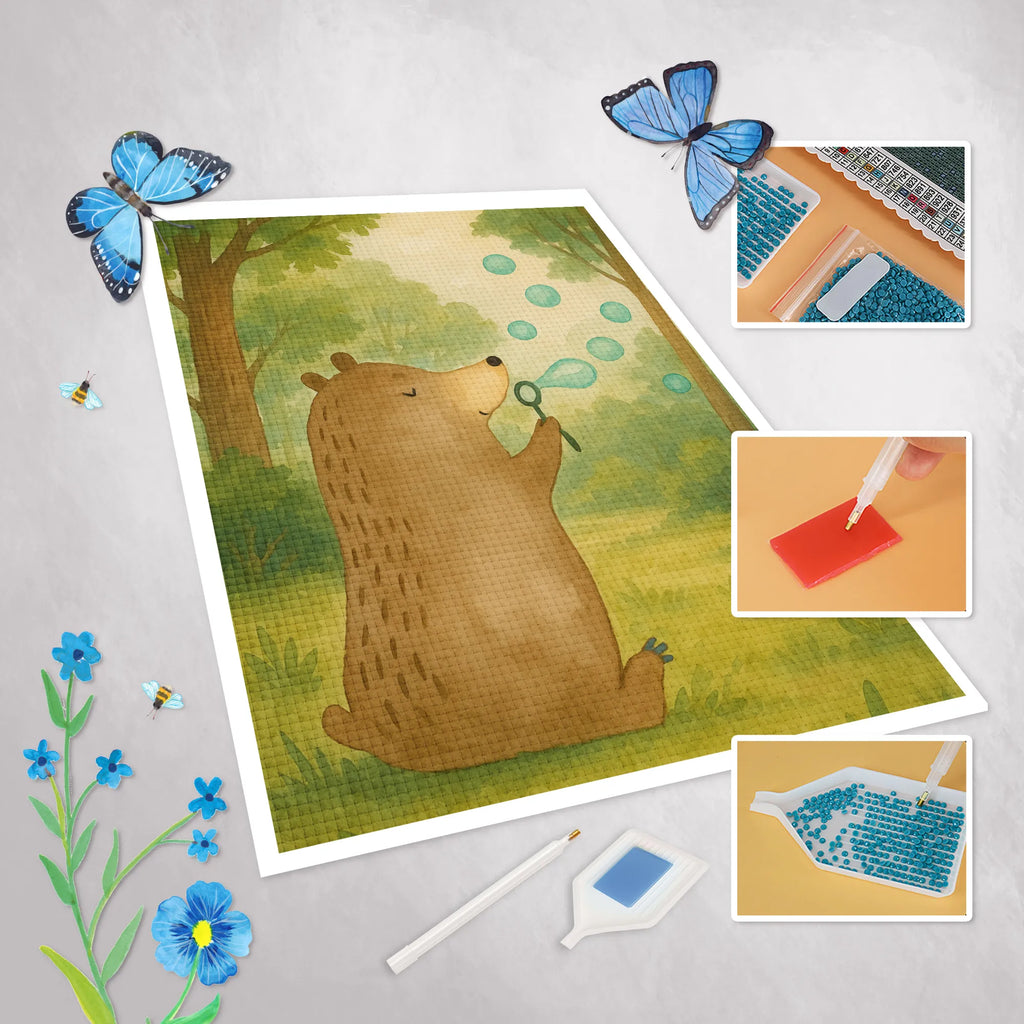 Diamond Painting bear soap bubbles Design bear, teddy, teddy bear, cuddly toy, Soap Bubbles Bear Funny Being Happy Sad Happy