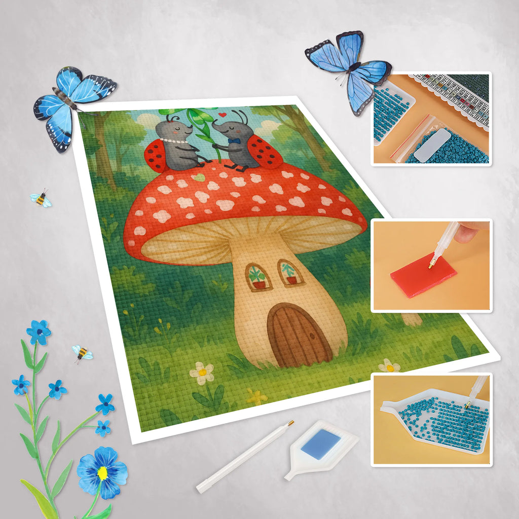 Diamond Painting ladybug toadstool Design Kristallbild, Kreativität, DIY, Diamond Painting, Tiermotive, Gute Laune, lustige Sprüche, Tiere, Fleigenpilzhaus, zuhause, Fliegenpilz, Wohnung, Marienkäfer, Haus