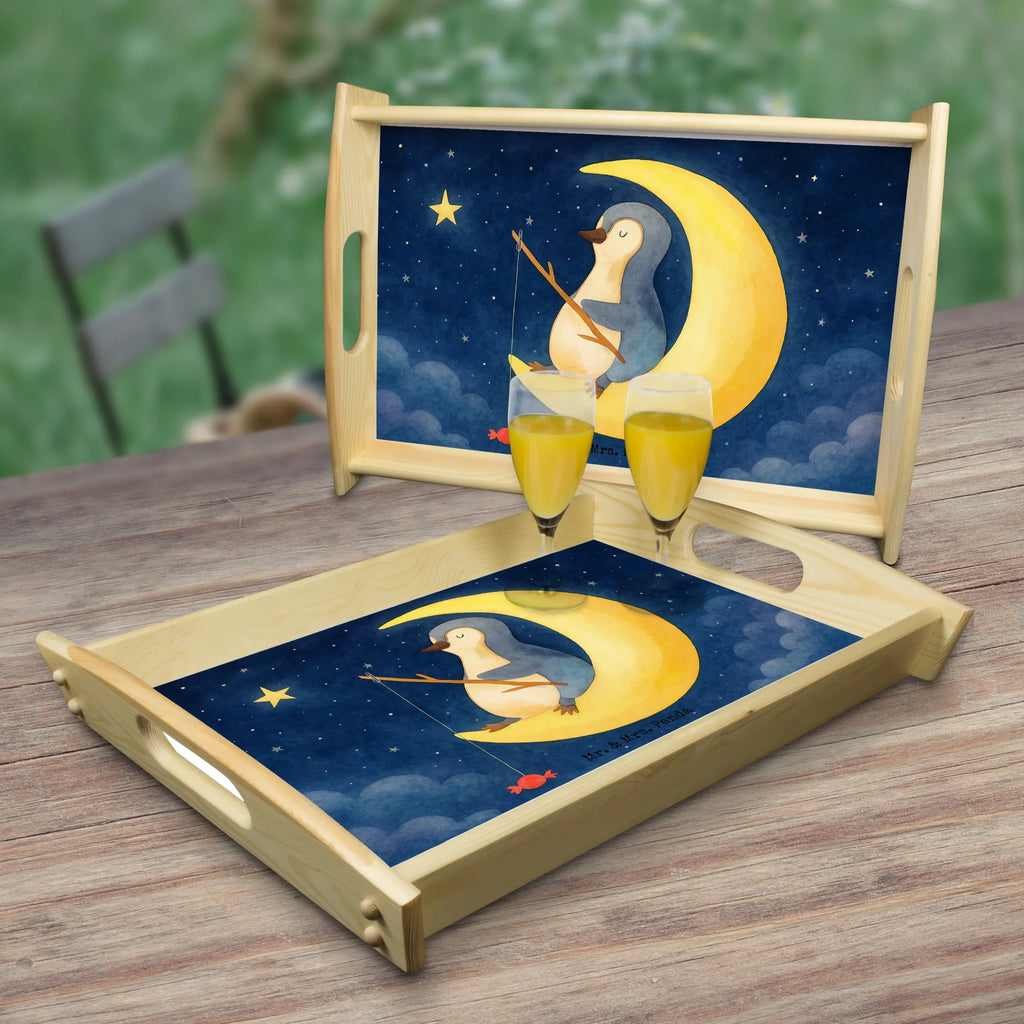 Serving tray Penguin moon Design Serviertablett, Tablett, Holztablett, Küchentablett, Dekotablett, Frühstückstablett, Pinguin, Pinguine, Spruch, schlafen, Nachtruhe, Einschlafen, Schlafzimmer, Schlafstörungen, Gästezimmer