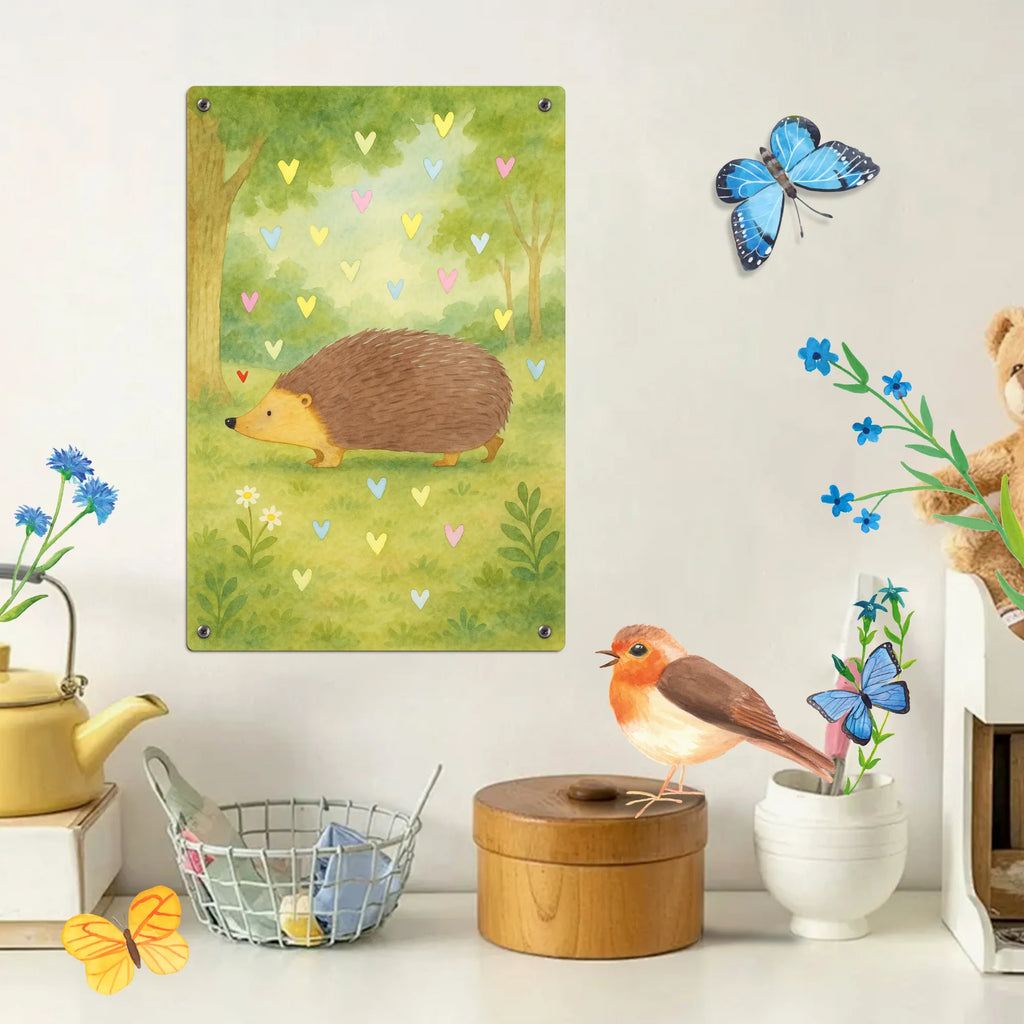 Paint by Numbers Metal Sign Hedgehog hearts Design small animals, cute, funny, cute animal motives, hand drawn, small world, funny sayings, good mood, happy, gifts, gift ideas, special gifts, animal lover, card, hedgehog, hearts, life, heart, Love, kiss, trust