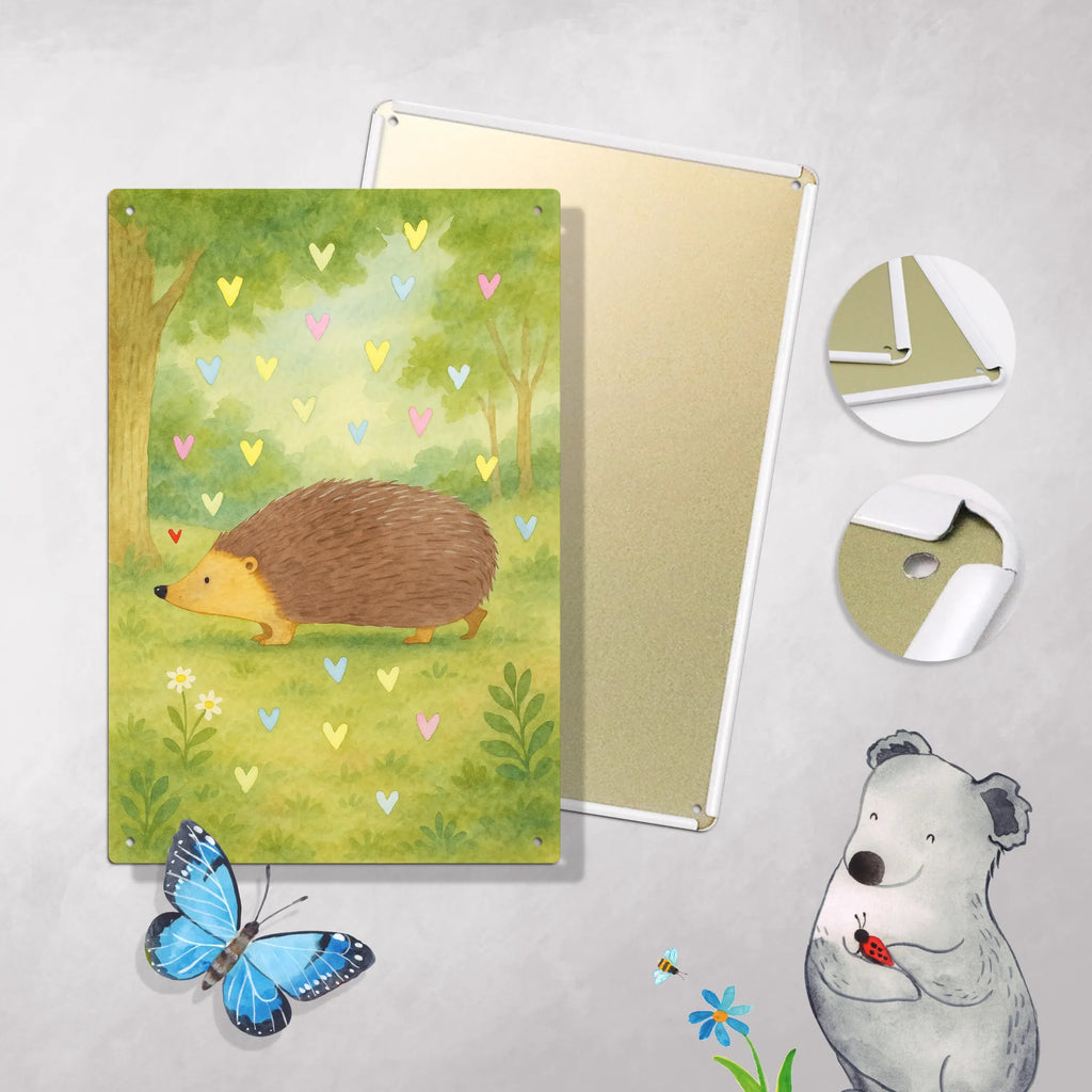 Paint by Numbers Metal Sign Hedgehog hearts Design small animals, cute, funny, cute animal motives, hand drawn, small world, funny sayings, good mood, happy, gifts, gift ideas, special gifts, animal lover, card, hedgehog, hearts, life, heart, Love, kiss, trust