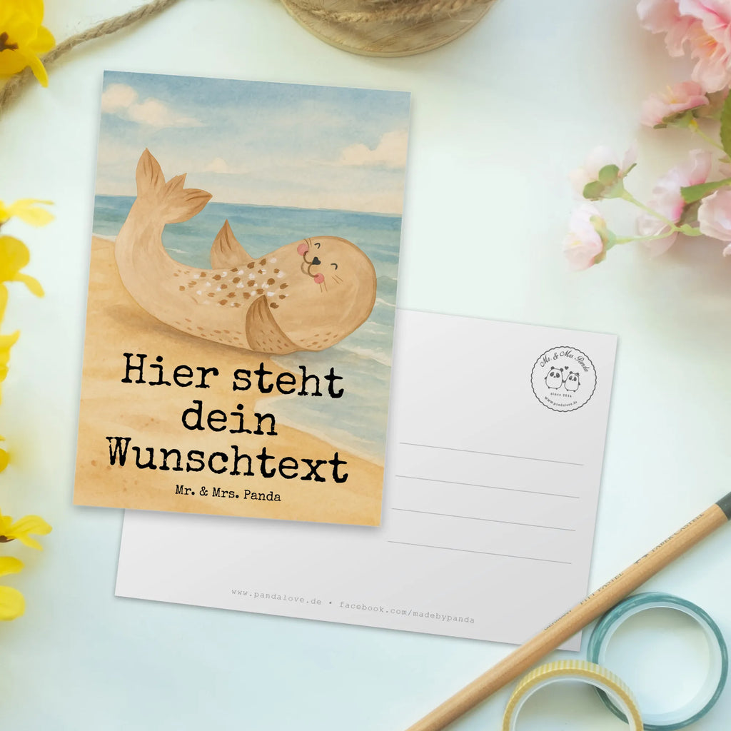 Personalised postcard seal Lay Design Karte mit Namen, Geschenkkarte mit Namen, Karte mit Wunschtext, Einladung mit Wunschtext, Geschenkkarte mit Wunschtext, Ansichtskarte mit Wunschtext, Ansichtskarte mit Namen, Postkarte personalisierbar, Einladung mit Namen, Postkarte mit Namen, Postkarte mit Wunschtext, Postkarte bedrucken, Grußkarte mit Wunschtext, Grußkarte mit Namen, Tiermotive, Gute Laune, lustige Sprüche, Tiere, Meerestier, Seehund, Ostsee, Freude, Lachen, Robben, Robbe, Nordsee, Strand