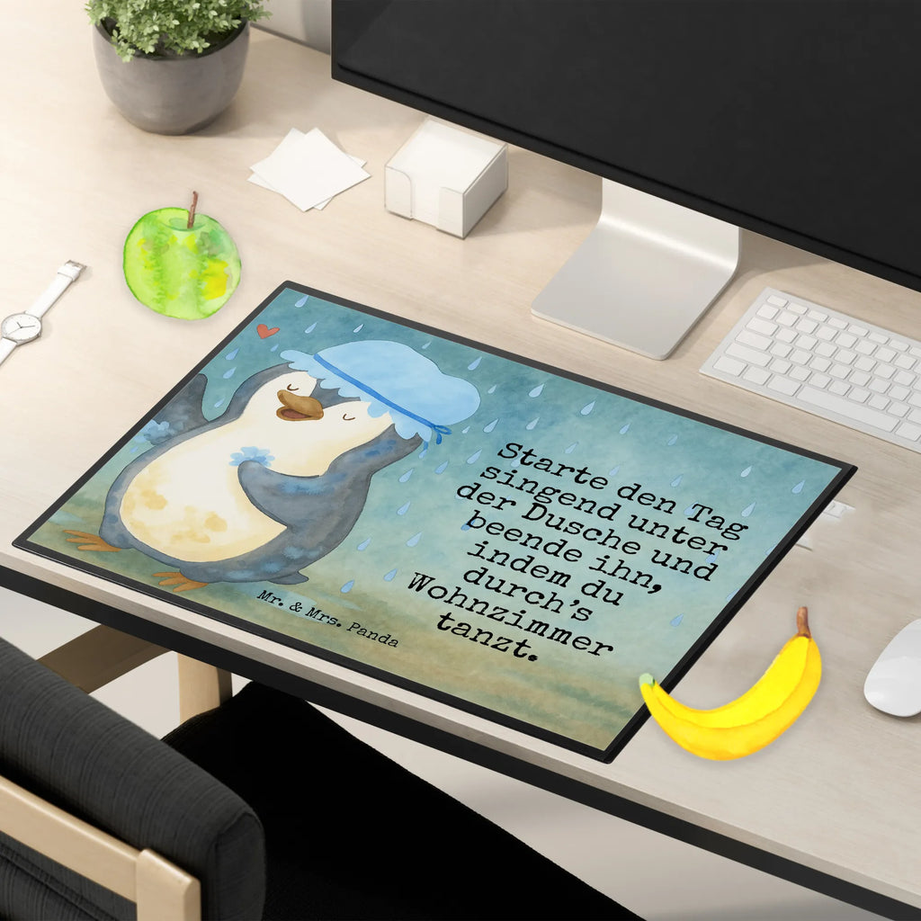 Schreibtischunterlage Pinguin Duschen Design Schreibtisch Unterlagen, Bürobedarf, Schreibtischauflage, Schreibwaren, Schreibtischunterlage Groß, Schreibunterlage, Büroartikel, Pinguin, Lebensmotto, Dusche, glücklich sein, Neuanfang, duschen, Neustart, Pinguine, Motivation