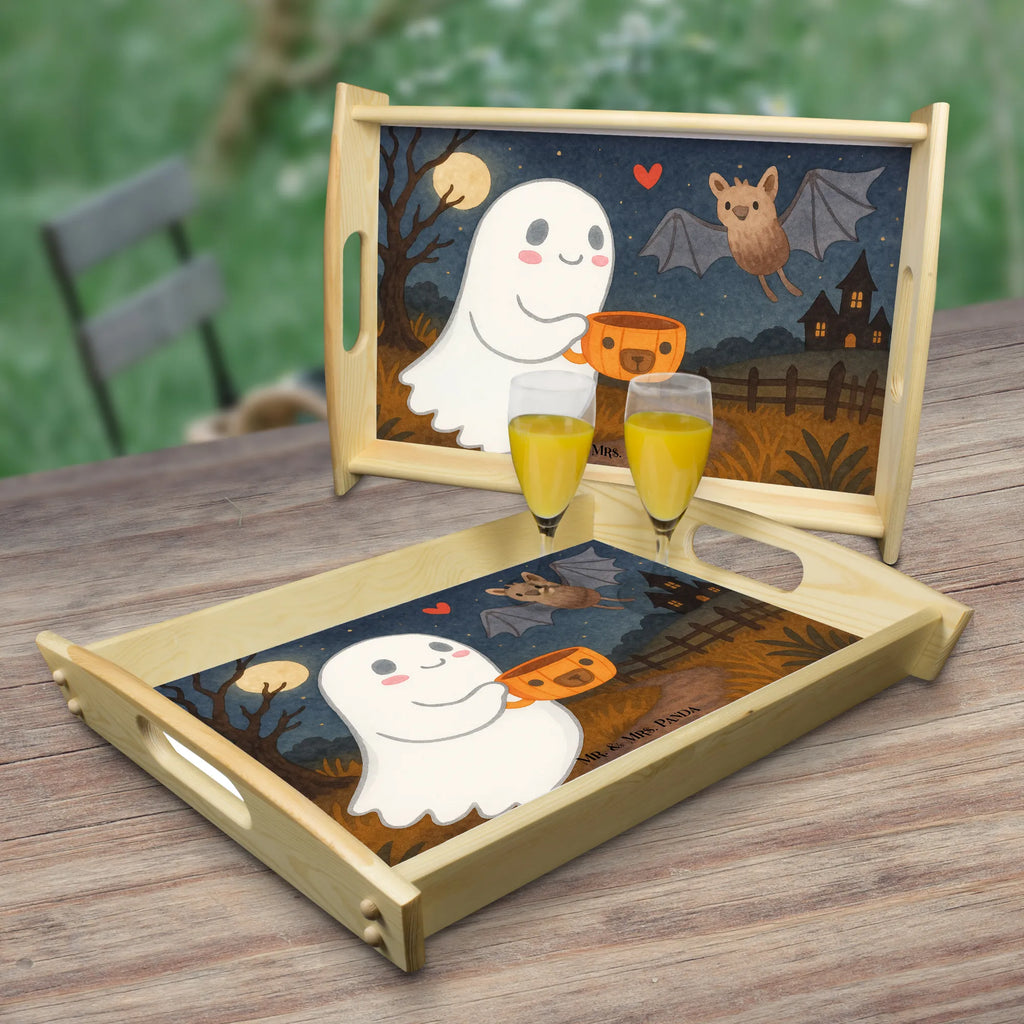 Frühstückstablett Gespenst Kaffee Design Frühstückstablett, Holztablett, Tablett, Dekotablett, Serviertablett, Küchentablett, Halloween, Deko, Martinssingen, Dekoration, Geschenke, Schenken, Gespenst, Kaffee