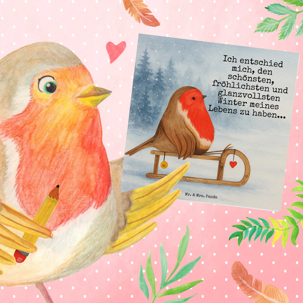 Deluxe Karte Rotkehlchen Schlitten Design Karte, Grußkarte, Klappkarte, Einladungskarte, Glückwunschkarte, Hochzeitskarte, Geburtstagskarte, Hochwertige Grußkarte, Hochwertige Klappkarte, Winter, Weihnachten, Weihnachtsdeko, Nikolaus, Advent, Heiligabend, Wintermotiv, Schlitten, Vogel