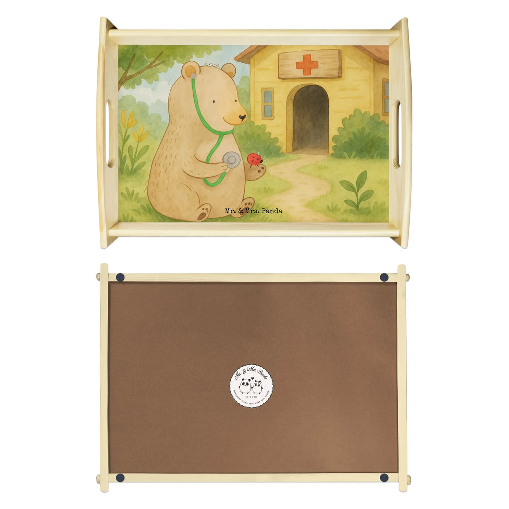 Serviertablett Bär Arzt Design Serviertablett, Tablett, Holztablett, Küchentablett, Dekotablett, Frühstückstablett, Bär, Teddy, Teddybär, Arzt, Ärztin, Doktor, Professor, Doktorin, Professorin