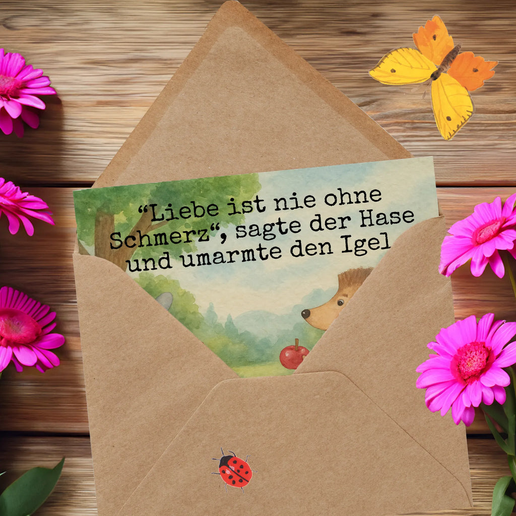 Deluxe Card Hare Hedgehog Design Karte, Grußkarte, Klappkarte, Hochzeitskarte, Glückwunschkarte, Hochwertige Grußkarte, Einladungskarte, Hochwertige Klappkarte, Geburtstagskarte, Tiermotive, Gute Laune, lustige Sprüche, Tiere, Spruch romantisch, Igel, Liebeskummer Geschenk, Liebe Spruch, Igel und Hase, Trennungsschmerz, Hase, Herzschmerz, Trösten