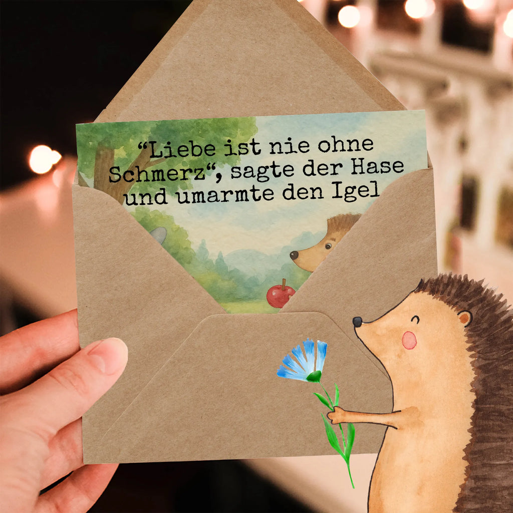 Deluxe Card Hare Hedgehog Design Karte, Grußkarte, Klappkarte, Hochzeitskarte, Glückwunschkarte, Hochwertige Grußkarte, Einladungskarte, Hochwertige Klappkarte, Geburtstagskarte, Tiermotive, Gute Laune, lustige Sprüche, Tiere, Spruch romantisch, Igel, Liebeskummer Geschenk, Liebe Spruch, Igel und Hase, Trennungsschmerz, Hase, Herzschmerz, Trösten