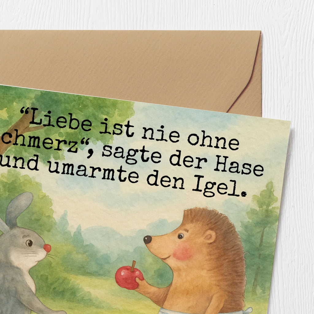 Deluxe Card Hare Hedgehog Design Karte, Grußkarte, Klappkarte, Hochzeitskarte, Glückwunschkarte, Hochwertige Grußkarte, Einladungskarte, Hochwertige Klappkarte, Geburtstagskarte, Tiermotive, Gute Laune, lustige Sprüche, Tiere, Spruch romantisch, Igel, Liebeskummer Geschenk, Liebe Spruch, Igel und Hase, Trennungsschmerz, Hase, Herzschmerz, Trösten