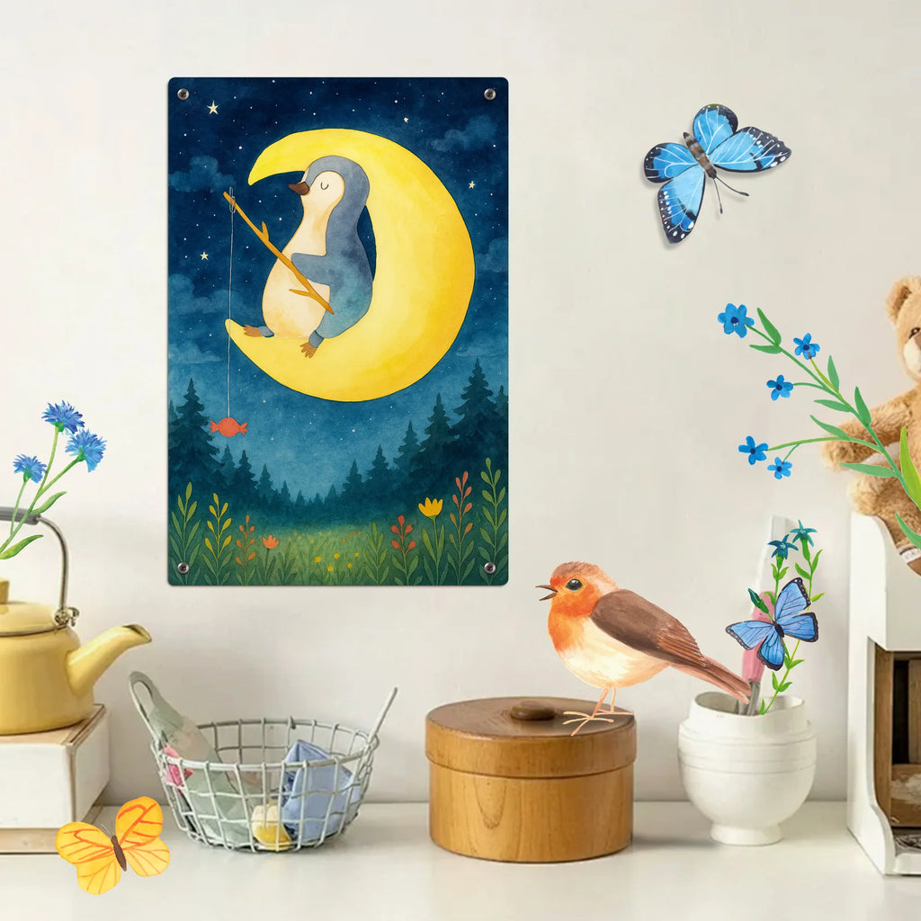 Paint by Numbers Metal Sign Penguin moon Design Penguin, North Pole, Winter, Penguins, night's rest, bedroom, insomnia, falling asleep, sleep, penguins, guest room, saying