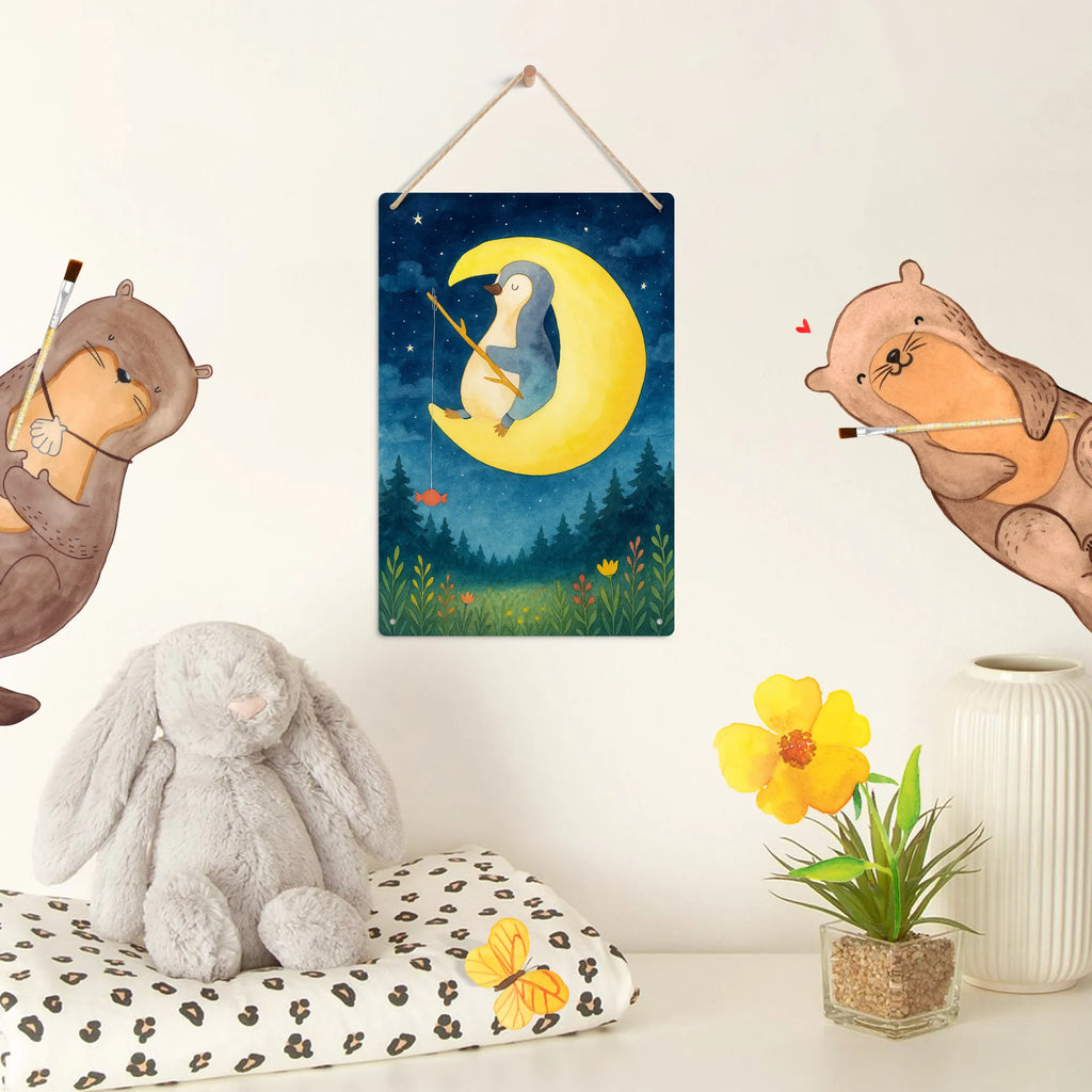 Paint by Numbers Metal Sign Penguin moon Design Penguin, North Pole, Winter, Penguins, night's rest, bedroom, insomnia, falling asleep, sleep, penguins, guest room, saying