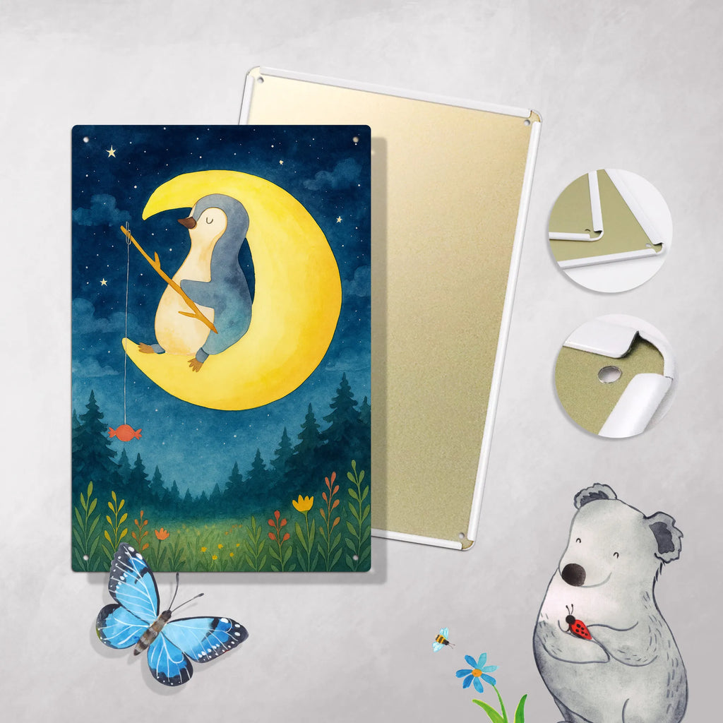 Paint by Numbers Metal Sign Penguin moon Design Penguin, North Pole, Winter, Penguins, night's rest, bedroom, insomnia, falling asleep, sleep, penguins, guest room, saying