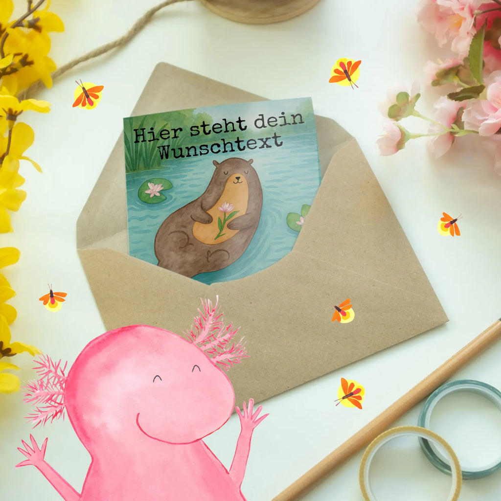 Personalisierte Grußkarte Otter Seerose Design Personalisierte Karte, Grußkarte als Geldgeschenk, Grußkarte mit persönlichen Nachrichten, Personalisierte Glückwunschkarte, Personalisierte Einladungskarte, Personalisiertere Klappkarte, Grußkarte selber drucken, Grußkarte mit Namen, Grußkarte selbst gestalten, Personalisierte Grußkarte, Personalisierte Geburtstagskarte, Personalisierte Hochzeitskarte, Grußkarten personalisiert, Otter, Fischotter, Seeotter, Otter Seeotter See Otter
