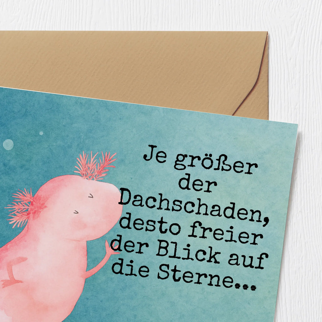 Deluxe Karte Axolotl Tanzen Design Karte, Grußkarte, Klappkarte, Einladungskarte, Glückwunschkarte, Hochzeitskarte, Geburtstagskarte, Hochwertige Grußkarte, Hochwertige Klappkarte, Axolotl, Molch, Axolot, Schwanzlurch, Lurch, Lurche, Dachschaden, Sterne, verrückt, Freundin, beste Freundin
