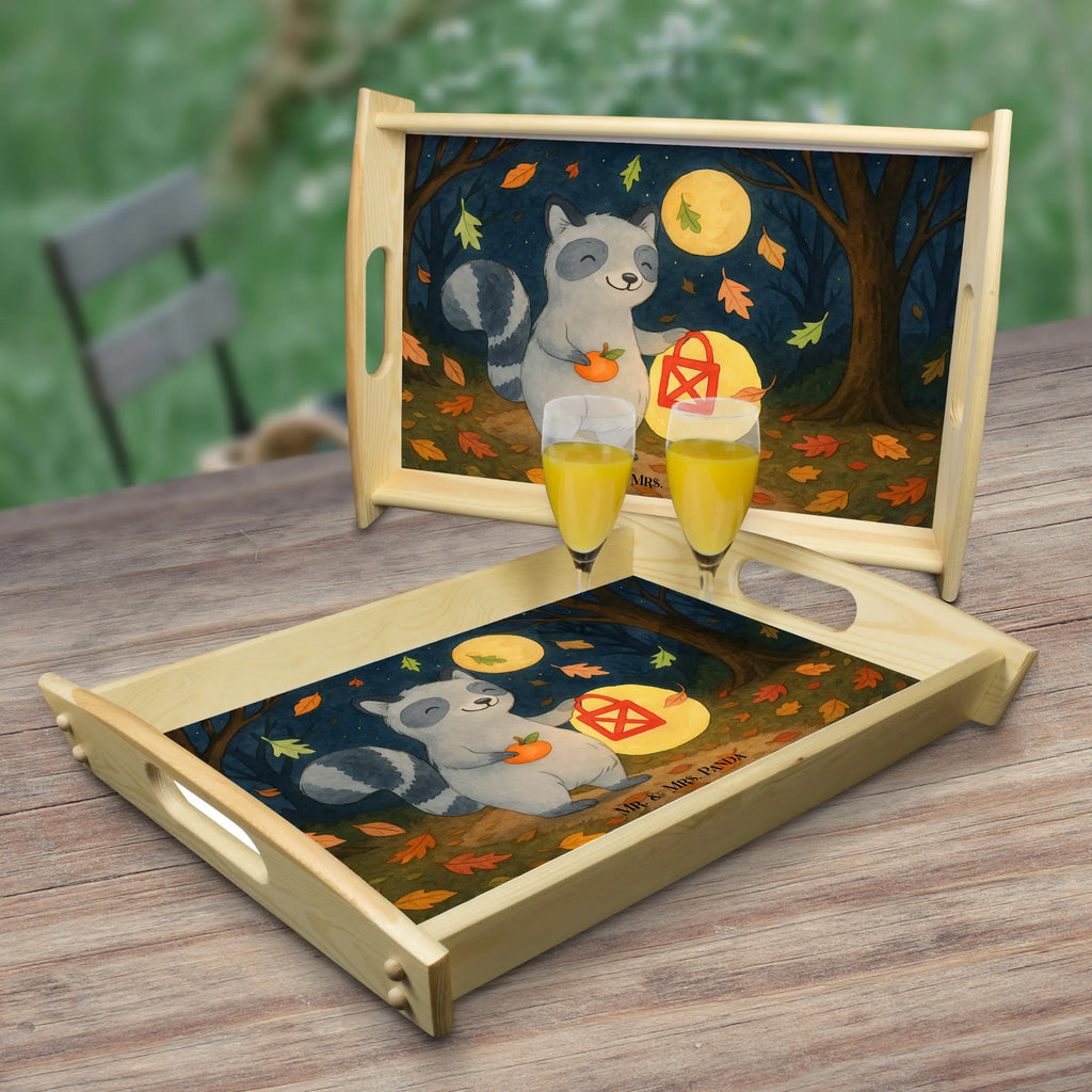 Serving tray Raccoon Lantern Design Dekotablett, Küchentablett, Frühstückstablett, Tablett, Serviertablett, Holztablett, Halloween, Deko, Martinssingen, Dekoration, Geschenke, Schenken, Waschbär, Laterne, Trick or Treat, Herbst, Halloween Deko, Süßes sonst gibt's saures