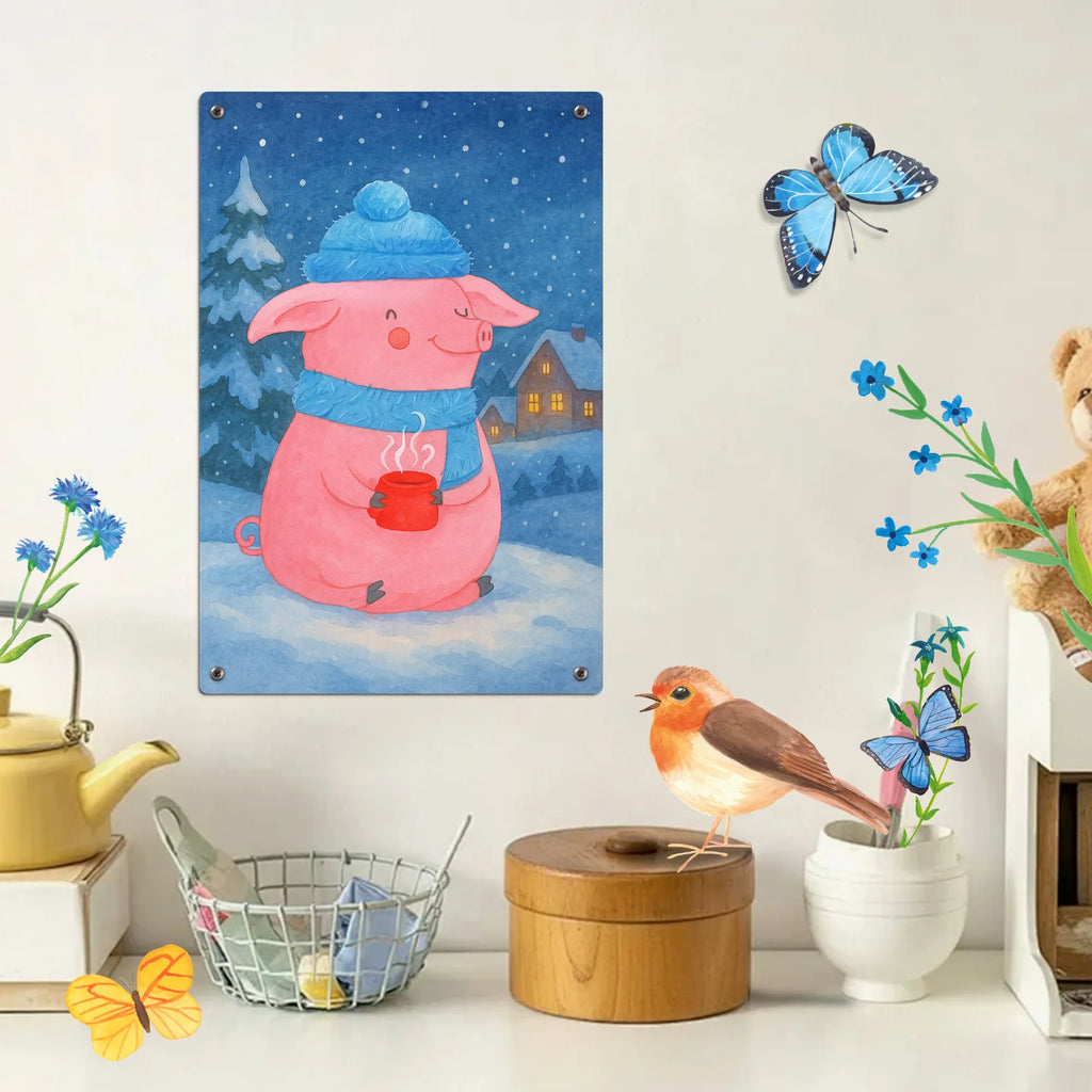 Metalowy szyld do malowania po numerach świnia grzane wino Design Zima, Boże Narodzenie, dekoracje świąteczne, Mikołaj, Adwent, Wigilia, zimowy motyw