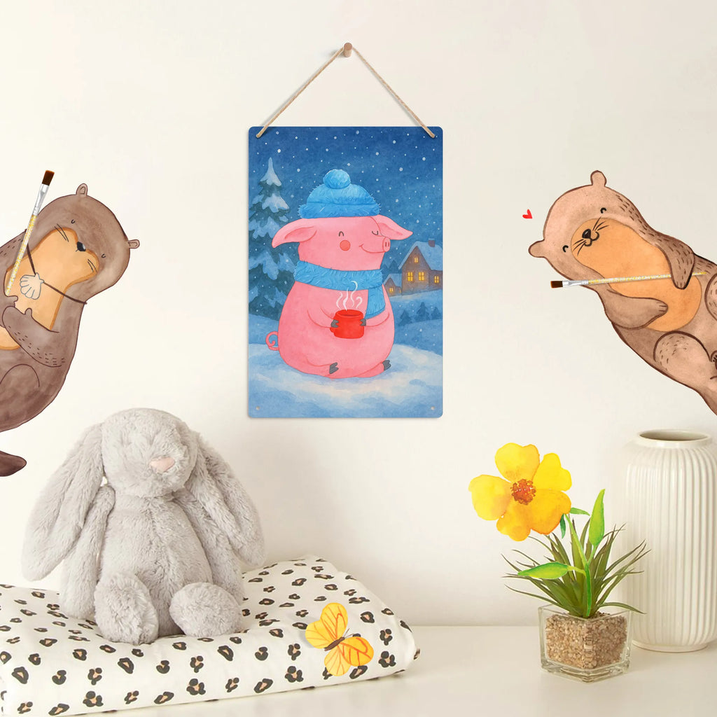 Metalowy szyld do malowania po numerach świnia grzane wino Design Zima, Boże Narodzenie, dekoracje świąteczne, Mikołaj, Adwent, Wigilia, zimowy motyw