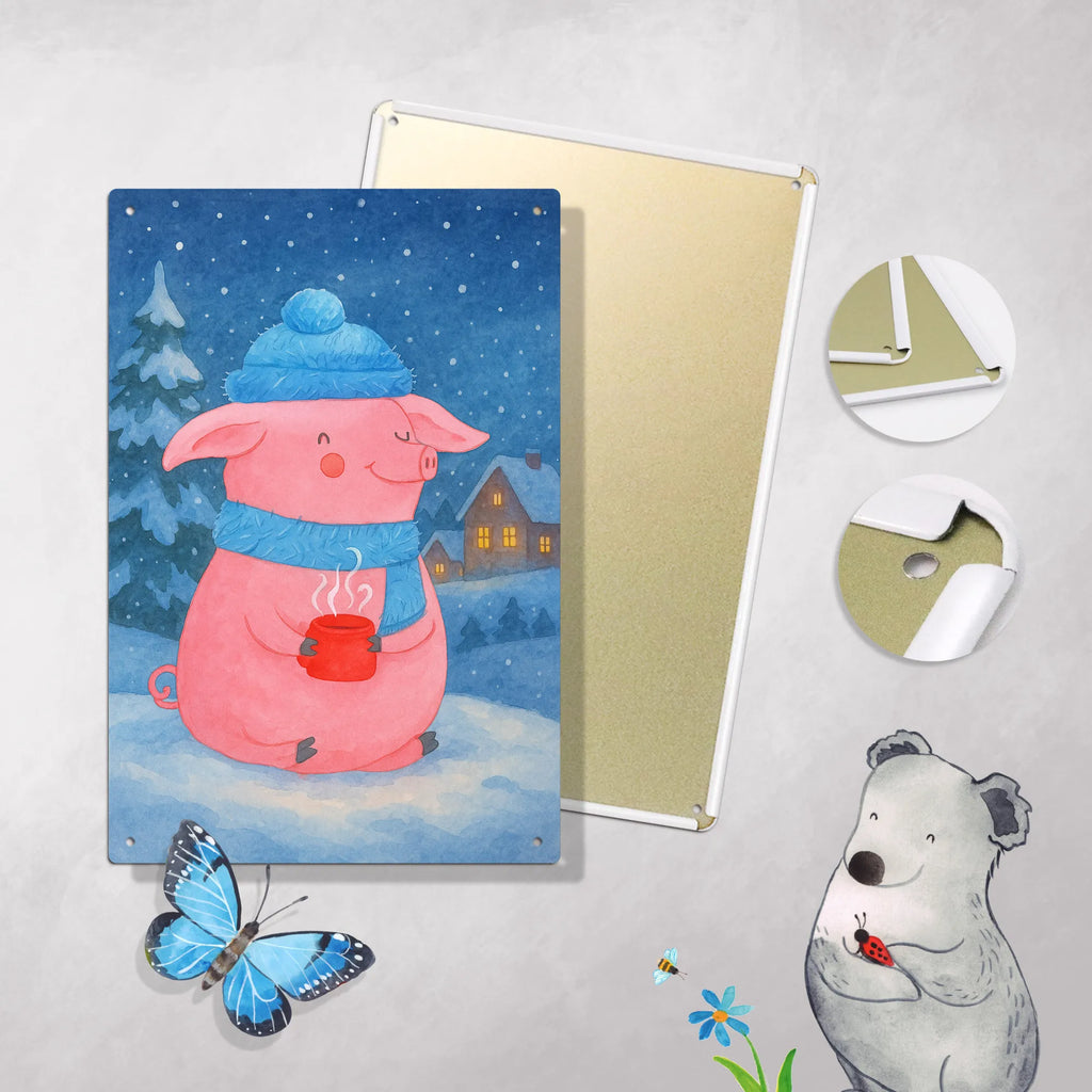 Metalowy szyld do malowania po numerach świnia grzane wino Design Zima, Boże Narodzenie, dekoracje świąteczne, Mikołaj, Adwent, Wigilia, zimowy motyw