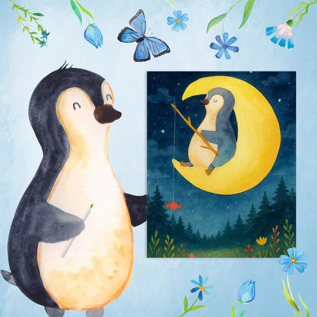 Diamond Painting Penguin moon Design Penguin, North Pole, Winter, Penguins, sleep, falling asleep, bedroom, insomnia, night's rest, saying, guest room, penguins