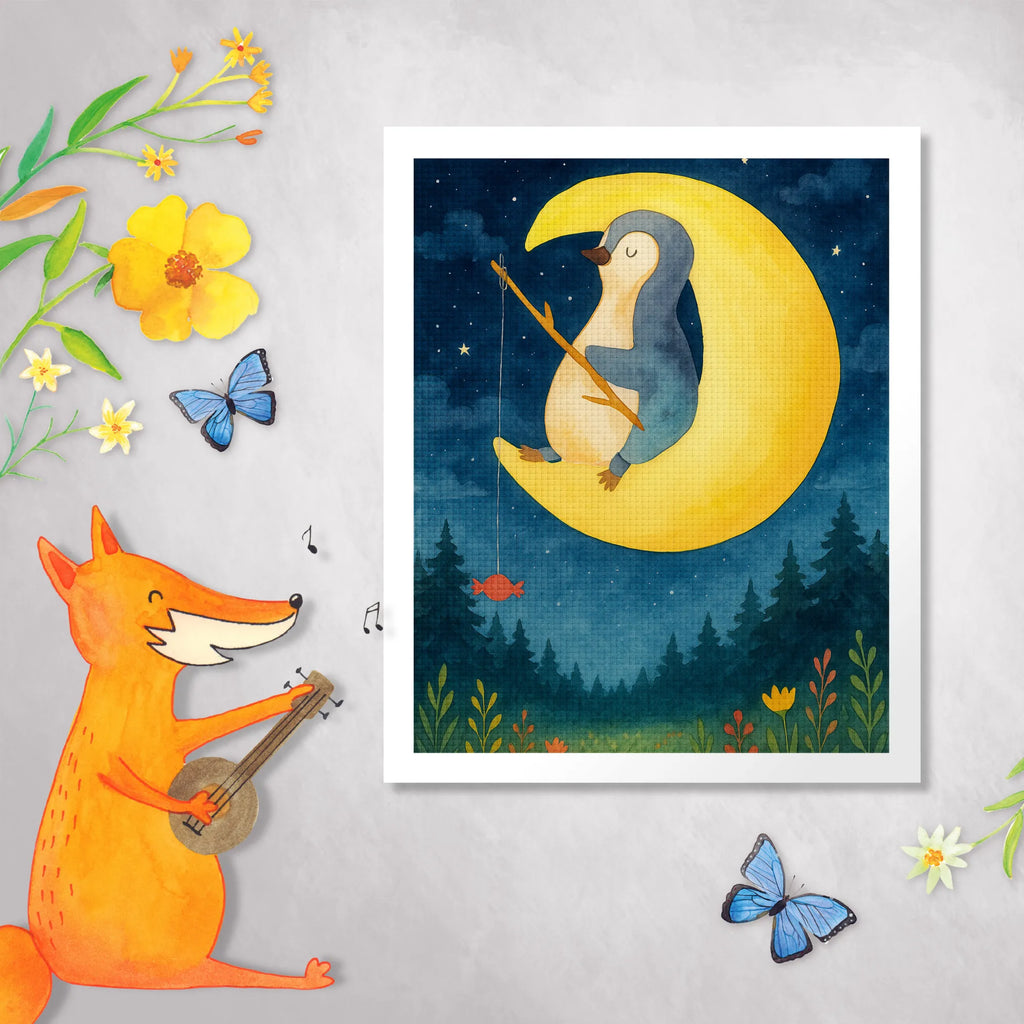 Diamond Painting Penguin moon Design Penguin, North Pole, Winter, Penguins, sleep, falling asleep, bedroom, insomnia, night's rest, saying, guest room, penguins