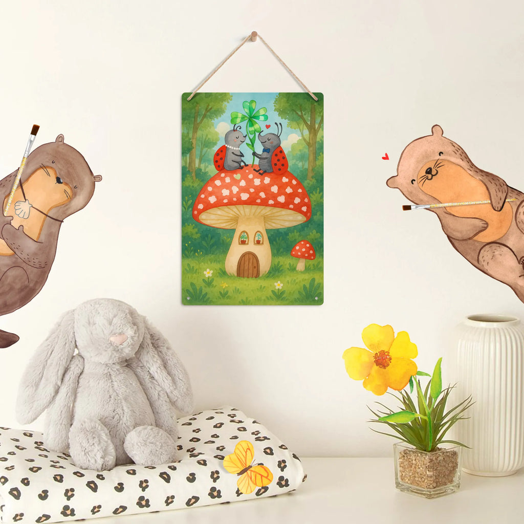 Paint by Numbers Metal Sign ladybug toadstool Design small animals, cute, funny, cute animal motives, hand drawn, small world, funny sayings, good mood, happy, gifts, gift ideas, special gifts, animal lover, card, toadstool, ladybird, house, house of fleshy fungi, at home, flat