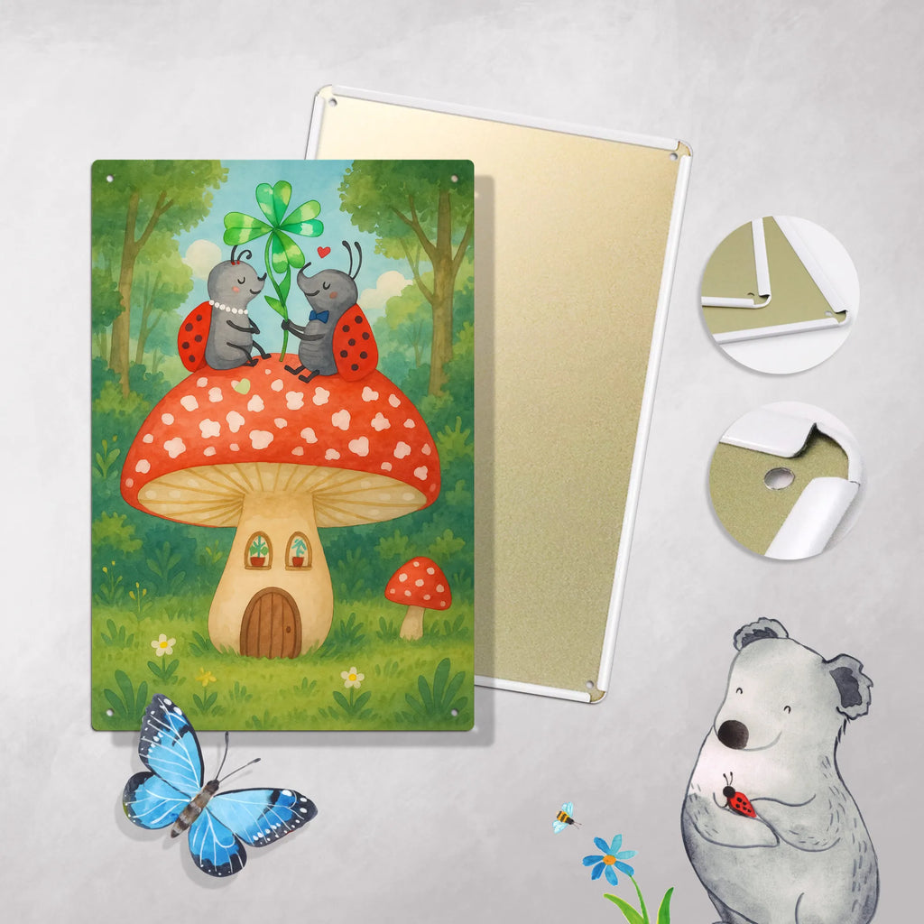 Paint by Numbers Metal Sign ladybug toadstool Design small animals, cute, funny, cute animal motives, hand drawn, small world, funny sayings, good mood, happy, gifts, gift ideas, special gifts, animal lover, card, toadstool, ladybird, house, house of fleshy fungi, at home, flat