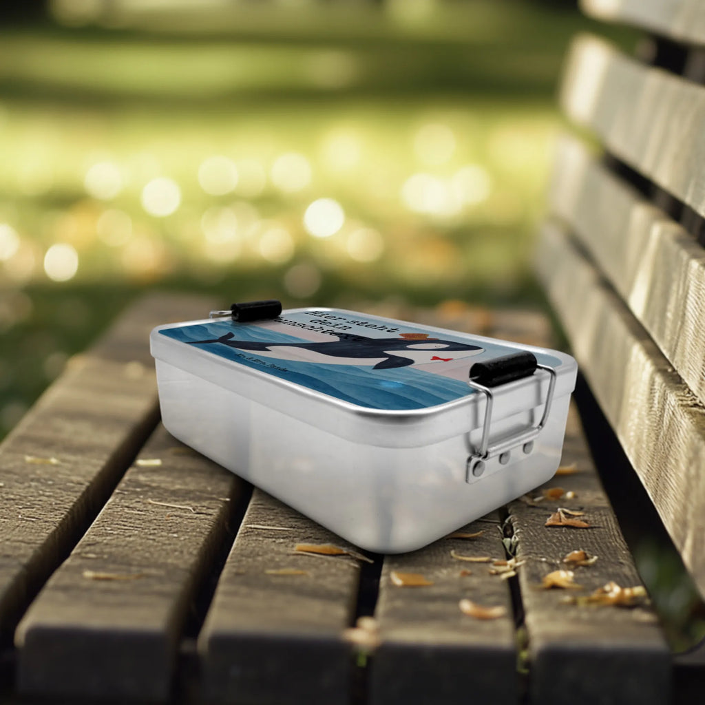 Spersonalizowany metalowy pojemnik na lunch Orka cylinder Design Geschenk mit Namen, Brotbox mit Namen, Brotdose, Schule, Brotbox, Brotdose mit Namen, Kindergarten, Uni, Meerestiere, Meer, Urlaub, Fete, Glitter, Geburtstag, Feier, Narwal, Glitzer, Fest, Konfetti, Glückwunsch, Orca