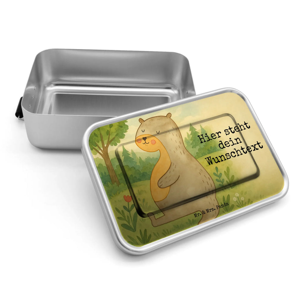 Personalisierte Metall Brotdose Otter Bauch Design Brotbox, Kindergarten, Uni, Schule, Geschenk mit Namen, Brotbox mit Namen, Brotdose mit Namen, Brotdose, Otter, Fischotter, Seeotter, Otter Seeotter See Otter