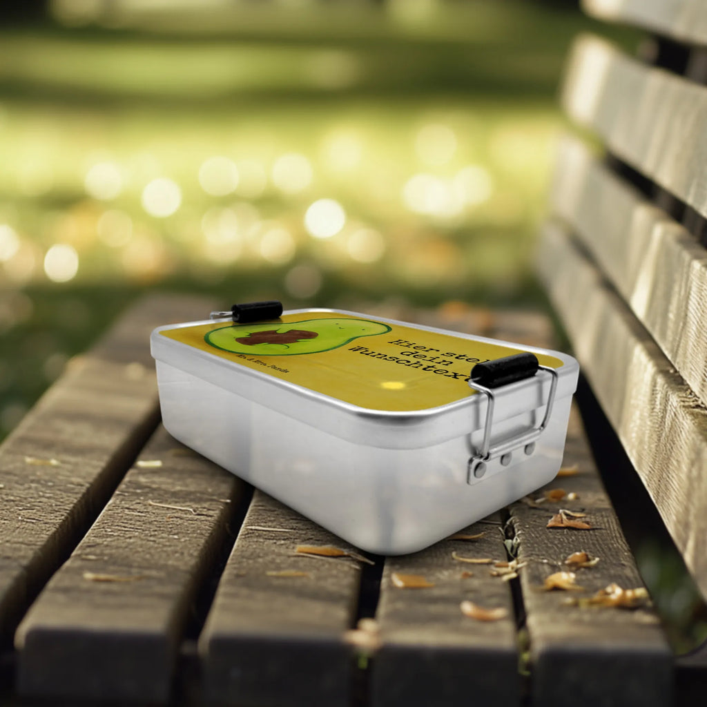 Spersonalizowany metalowy pojemnik na lunch Awokado pestka Design Brotbox, Schule, Uni, Brotdose, Brotbox mit Namen, Brotdose mit Namen, Geschenk mit Namen, Kindergarten, Avocado, Veggie, Vegan, Gesund, Kern, Pflanze, Avokado, Avocadokern, Spruch Leben