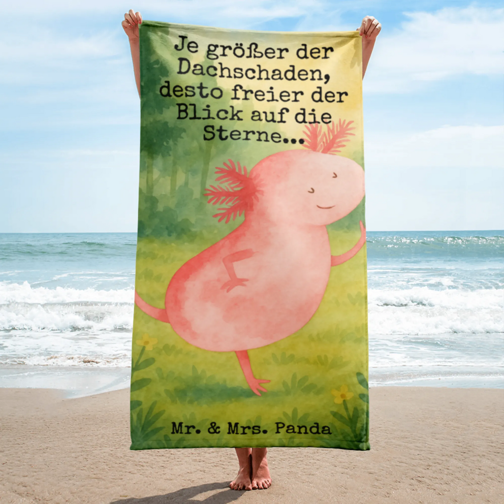 XL Badehandtuch Axolotl Tanzen Design Handtuch, Badetuch, Duschtuch, Strandtuch, Saunatuch, Axolotl, Molch, Axolot, Schwanzlurch, Lurch, Lurche, Dachschaden, Sterne, verrückt, Freundin, beste Freundin