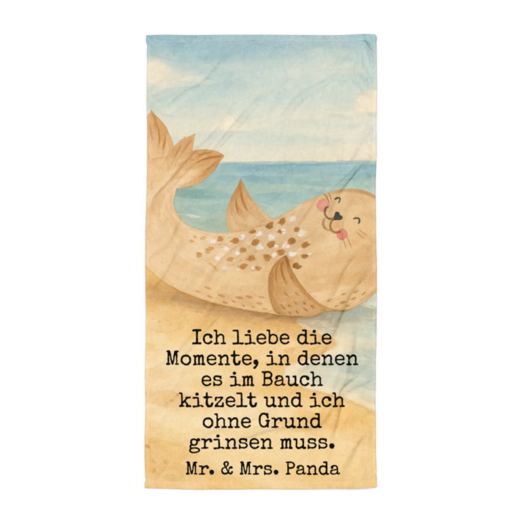 XL Badehandtuch Robbe Liegen Design Handtuch, Badetuch, Duschtuch, Strandtuch, Saunatuch, Tiermotive, Gute Laune, lustige Sprüche, Tiere, Robbe, Robben, Seehund, Strand, Meerestier, Ostsee, Nordsee, Lachen, Freude