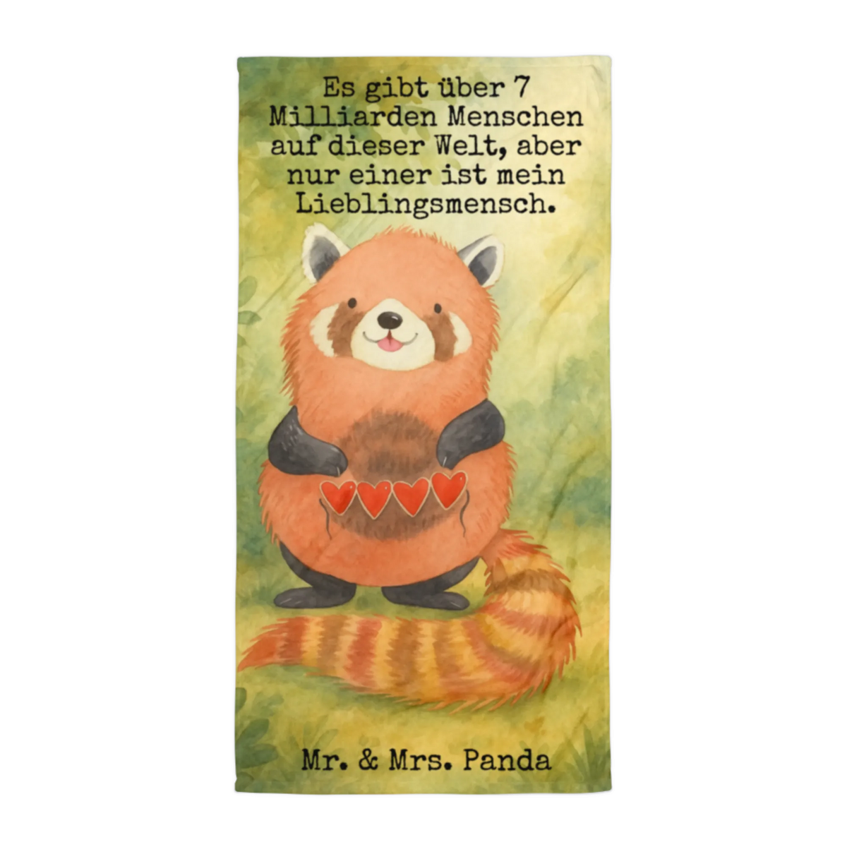 XL bath towel red panda Design card, gift ideas, gifts, small animals, cute, cute animal motives, hand drawn, funny sayings, good mood, special gifts, animal lover, heart, favourite person, darling, red