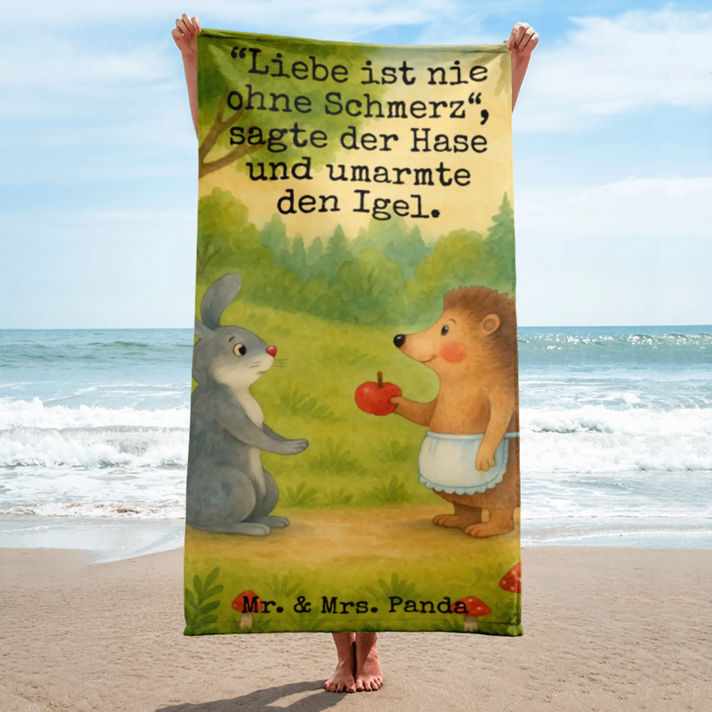 XL Badehandtuch Hase Igel Design Handtuch, Badetuch, Duschtuch, Strandtuch, Saunatuch, Tiermotive, Gute Laune, lustige Sprüche, Tiere, Igel und Hase, Igel, Hase, Liebe Spruch, Liebeskummer Geschenk, Herzschmerz, Trösten, Trennungsschmerz, Spruch romantisch
