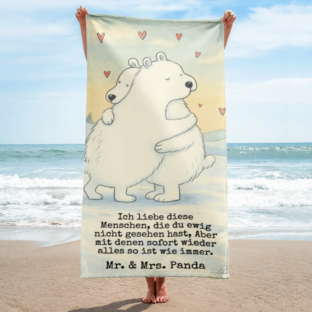 XL Badehandtuch Eisbär Umarmen Design Handtuch, Badetuch, Duschtuch, Strandtuch, Saunatuch, Tiermotive, Gute Laune, lustige Sprüche, Tiere